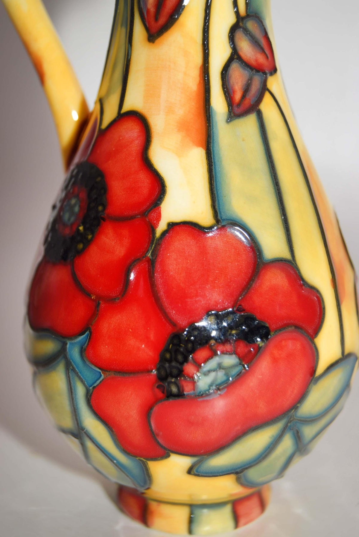 Old Tupton Ware Miniature Ceramic Jug | Hand Painted Tube Lined 10.5cm Yellow Poppy