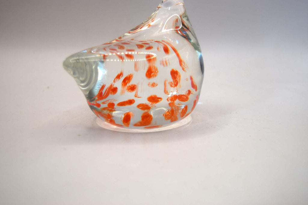 Vintage Caithness Art Glass Hen Paperweight. Handmade in Scotland c1960s