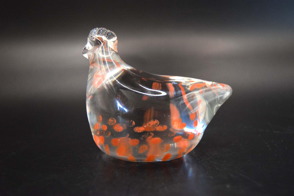 Vintage Caithness Art Glass Hen Paperweight. Handmade in Scotland c1960s