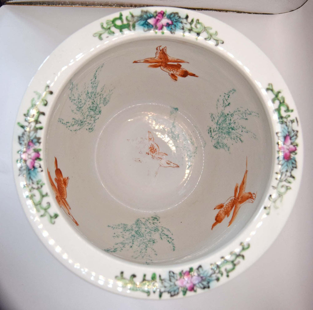 Vintage Chinese | A Thousand Flowers | Millefleur Jardiniere Hand Painted Planter Fish Bowl