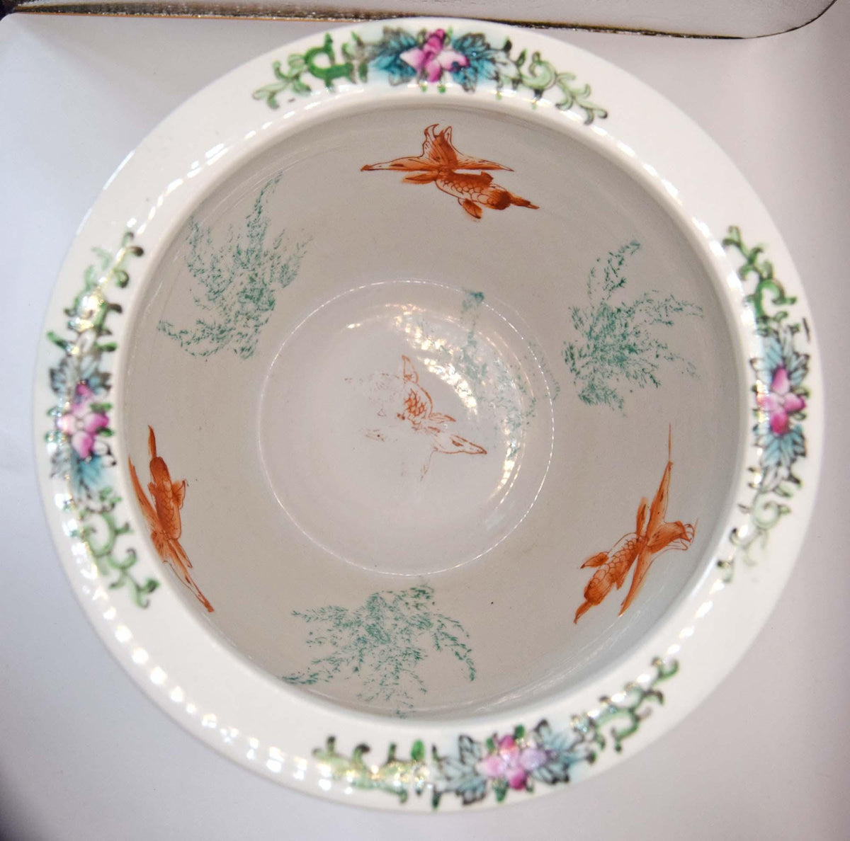 Vintage Chinese | A Thousand Flowers | Millefleur Jardiniere Hand Painted Planter Fish Bowl