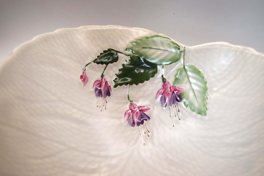 Vintage 1930s Crown Devon Fuchsia Leaf Salad Bowl Set with Servers | Pristine Condition