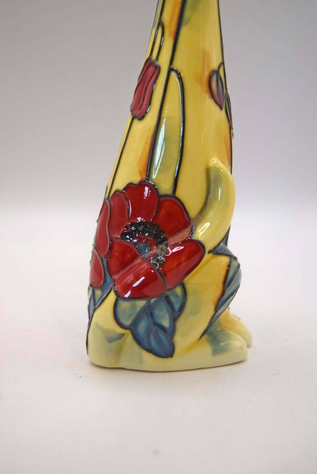 Old Tupton Ware Porcelain Cat Figurine Red Poppy Tubelined Art Nouveau Floral Collectible Gift