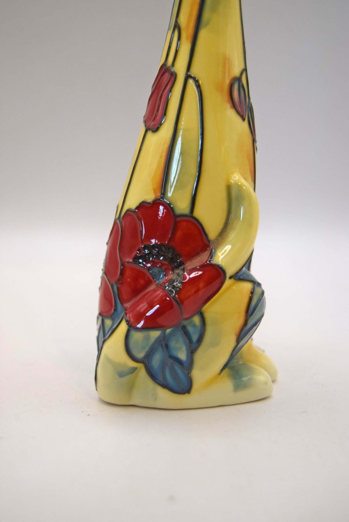 Old Tupton Ware Porcelain Cat Figurine Red Poppy Tubelined Art Nouveau Floral Collectible Gift