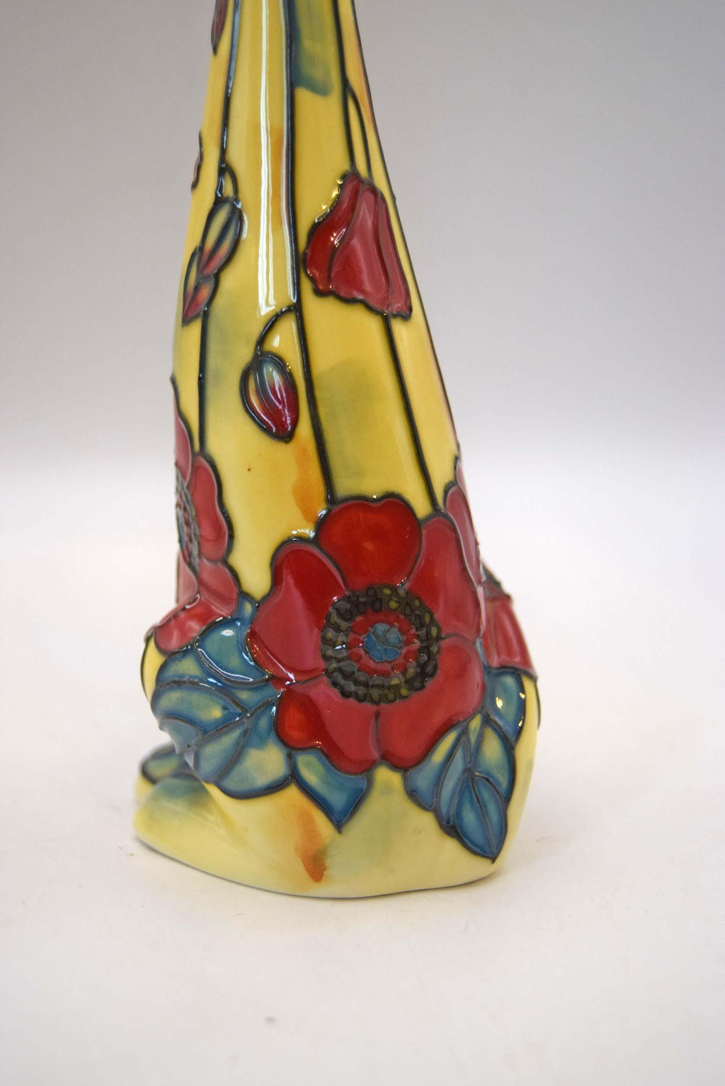 Old Tupton Ware Porcelain Cat Figurine Red Poppy Tubelined Art Nouveau Floral Collectible Gift