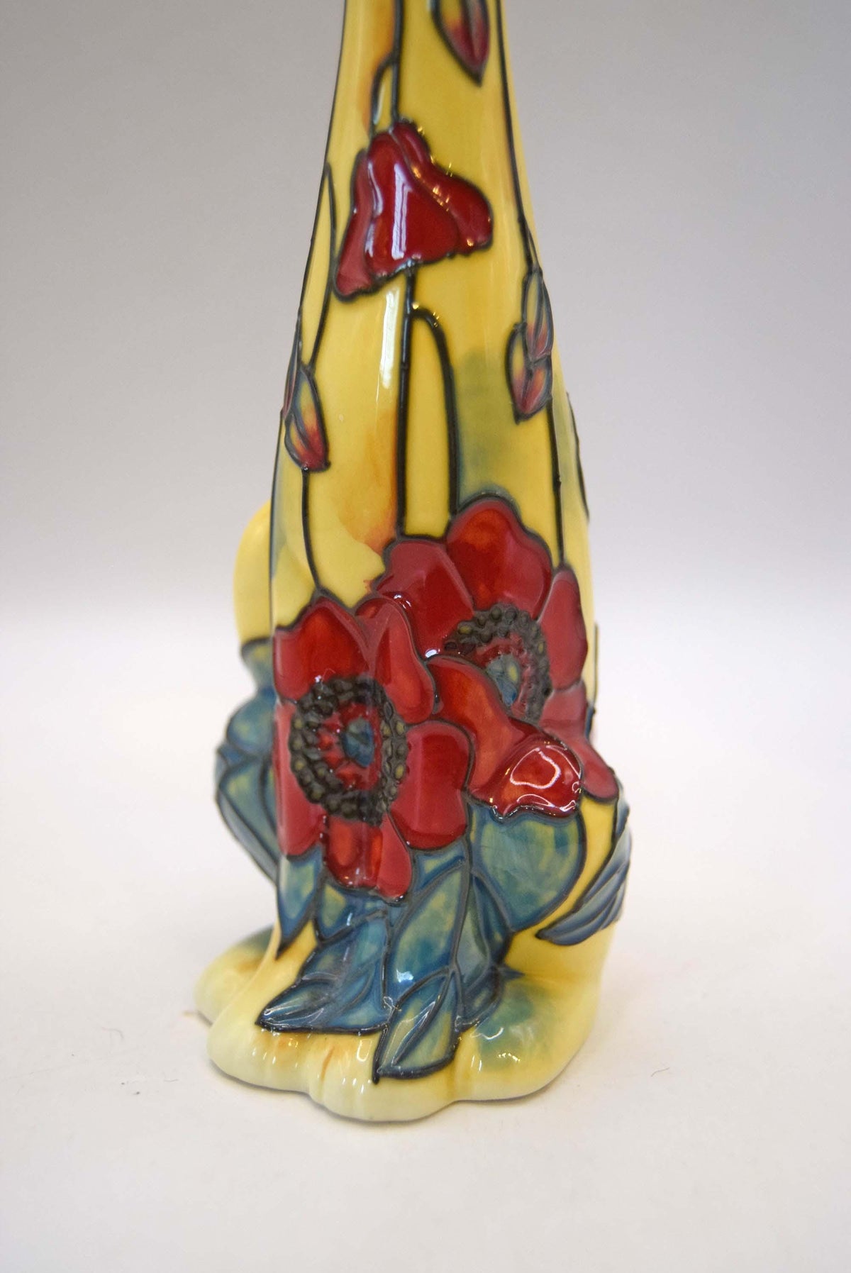 Old Tupton Ware Porcelain Cat Figurine Red Poppy Tubelined Art Nouveau Floral Collectible Gift