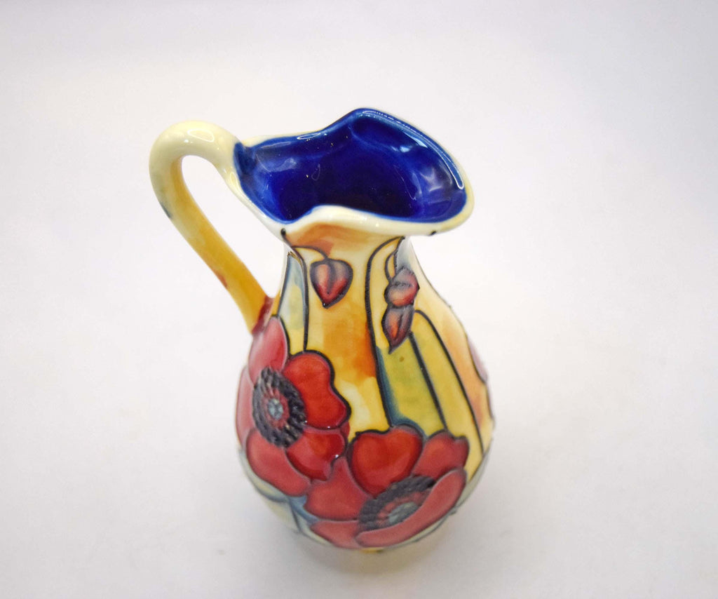Old Tupton Ware Miniature Ceramic Jug | Hand Painted Tube Lined 10.5cm Yellow Poppy