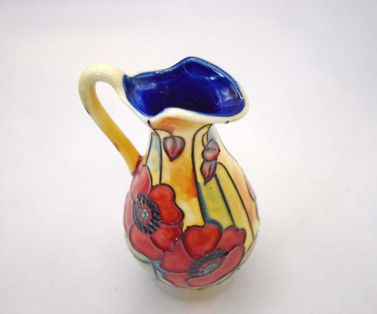 Old Tupton Ware Miniature Ceramic Jug | Hand Painted Tube Lined 10.5cm Yellow Poppy