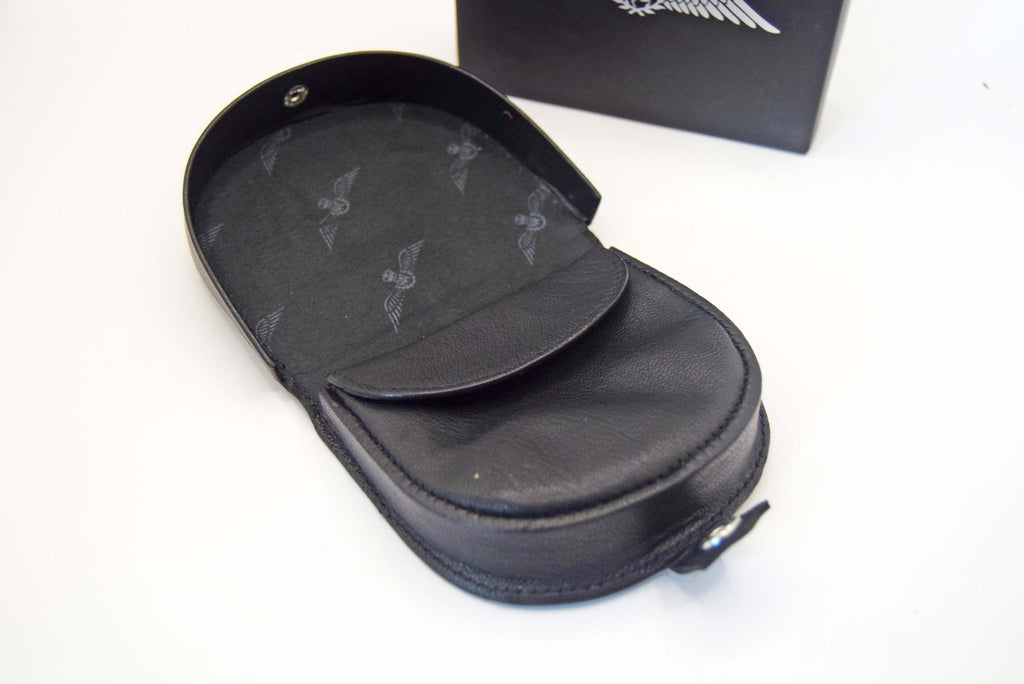  luxury black leather coin purse features the iconic Royal Air Force (RAF) Pilot Wings 