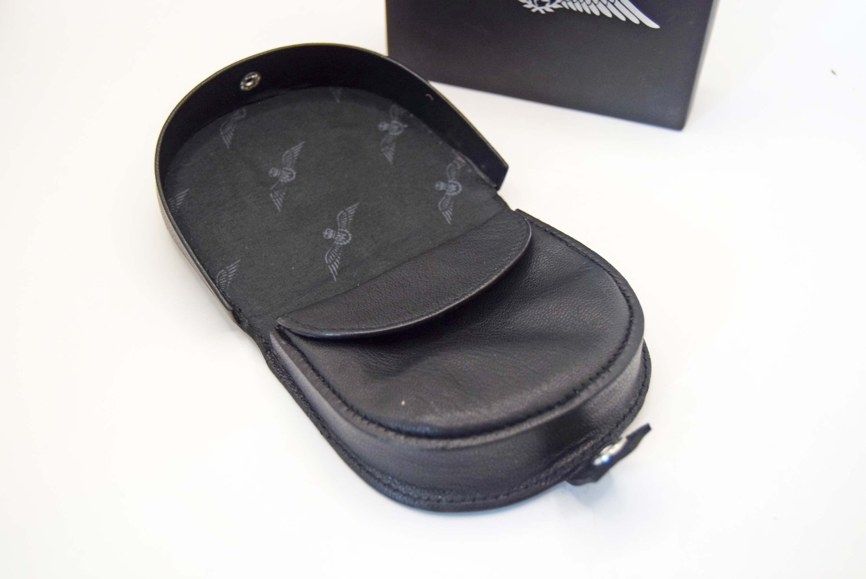  luxury black leather coin purse features the iconic Royal Air Force (RAF) Pilot Wings 