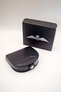  luxury black leather coin purse features the iconic Royal Air Force (RAF) Pilot Wings 